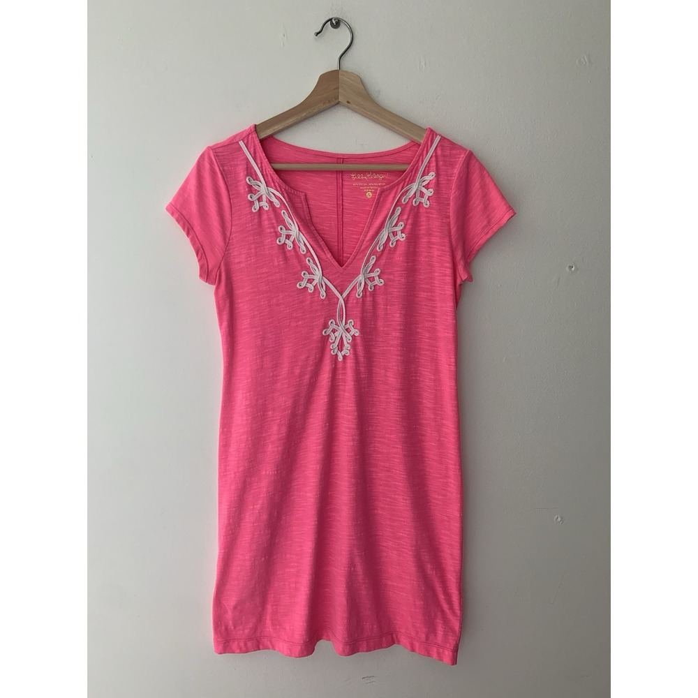 Lilly Pulitzer Brewster Tshirt Dress Sz S Hot Pink Cotton Blend Cover Up Beach